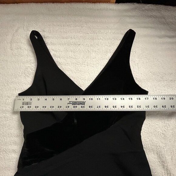 Andrea Polizzi For Rex Lester Black Velvet Striped Mini Dress Size 10 Lined - Picture 6 of 9